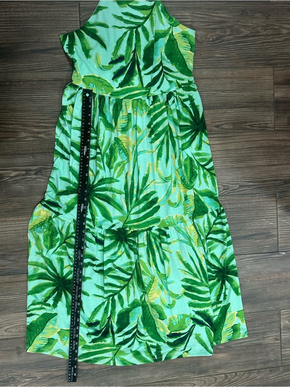 Tropical Green Leaf Summer Hawaiian Vacation Cruise Beach Maxi Dress - Picture 15 of 16
